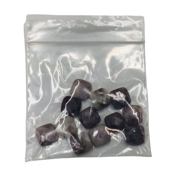 Lapidolite Gemstones 12mm Square Shaped Center Drilled Jewelry Making Lot Of 12 - Picture 2 of 2